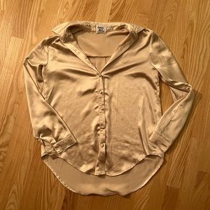 Princess Polly Gold Silk Button-Up